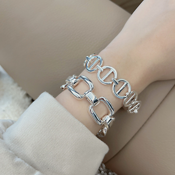 Réz láncos karkötő geometriai mintával, elektroplattált nőknek