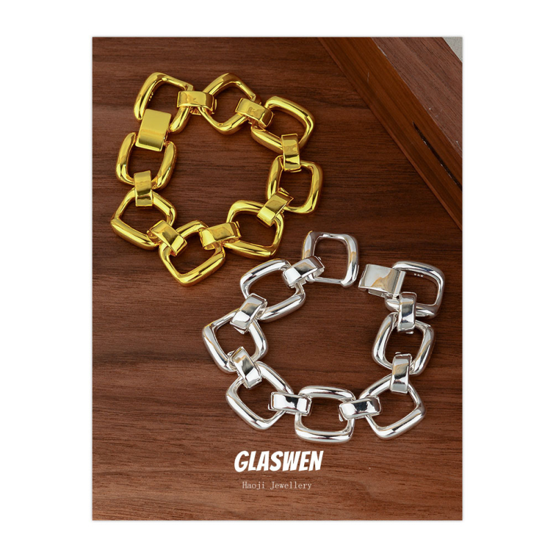 Réz láncos karkötő geometriai mintával, elektroplattált nőknek