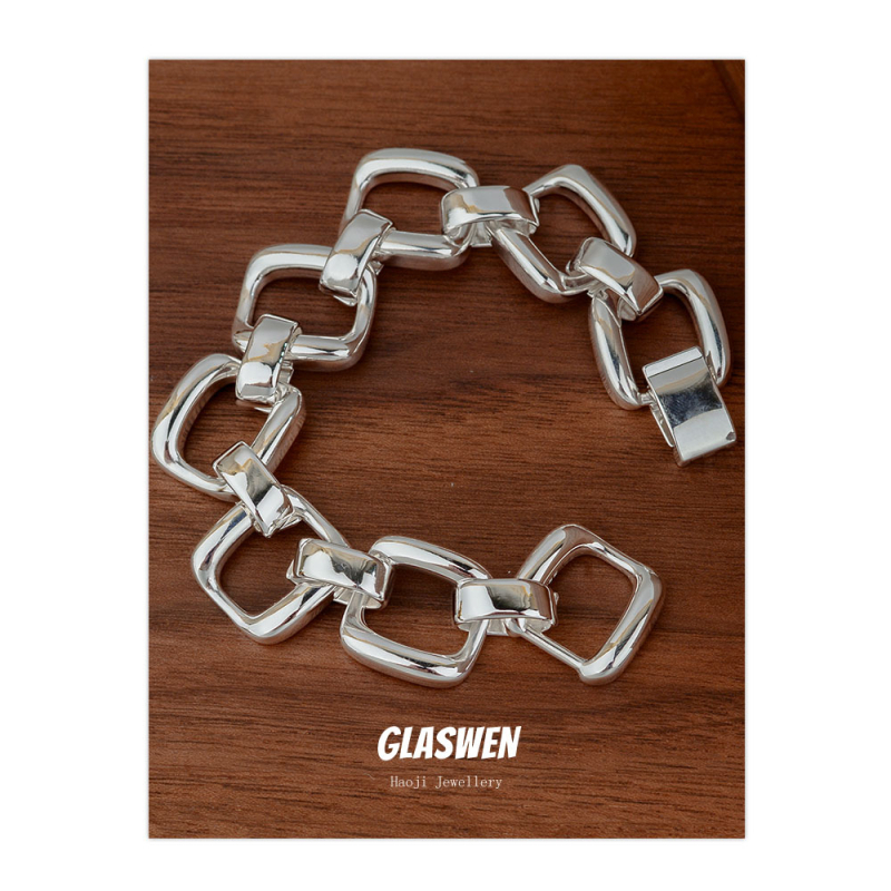 Réz láncos karkötő geometriai mintával, elektroplattált nőknek