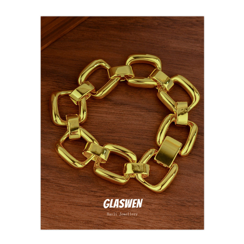 Réz láncos karkötő geometriai mintával, elektroplattált nőknek