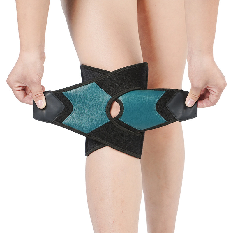 Sport térdvédők patella-övvel, légáteresztő, kompressziós, ütéscsillapító, felnőtteknek (poliszter rost és SBR)