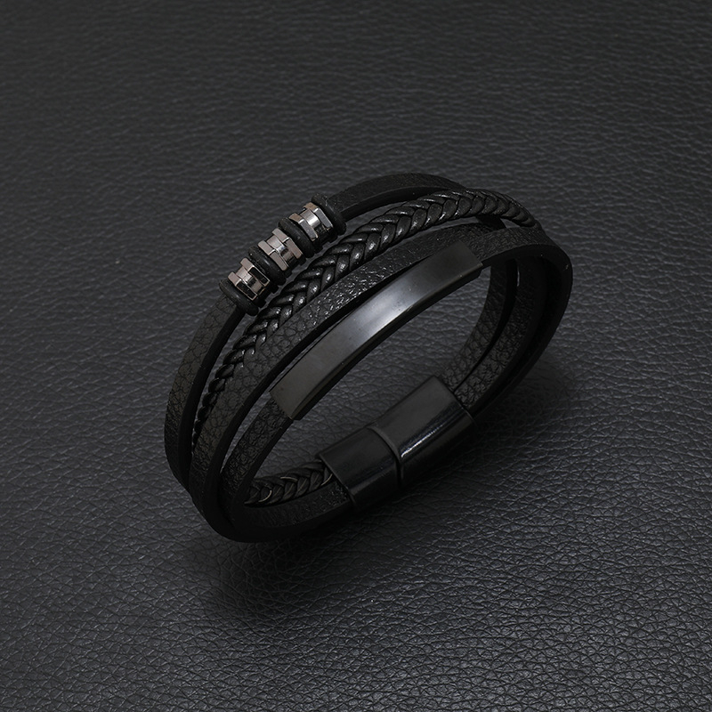 Kézzel szőtt bőr karkötő mágneses záróval, uniszex konstelláció dizájn