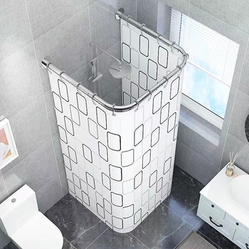 Fúrás nélküli U-alakú zuhanyfüggöny, poliészter, vízálló és szigetelt