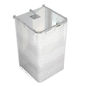 Fúrás nélküli U-alakú zuhanyfüggöny, poliészter, vízálló és szigetelt