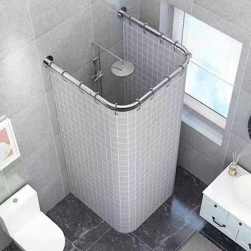 Fúrás nélküli U-alakú zuhanyfüggöny, poliészter, vízálló és szigetelt