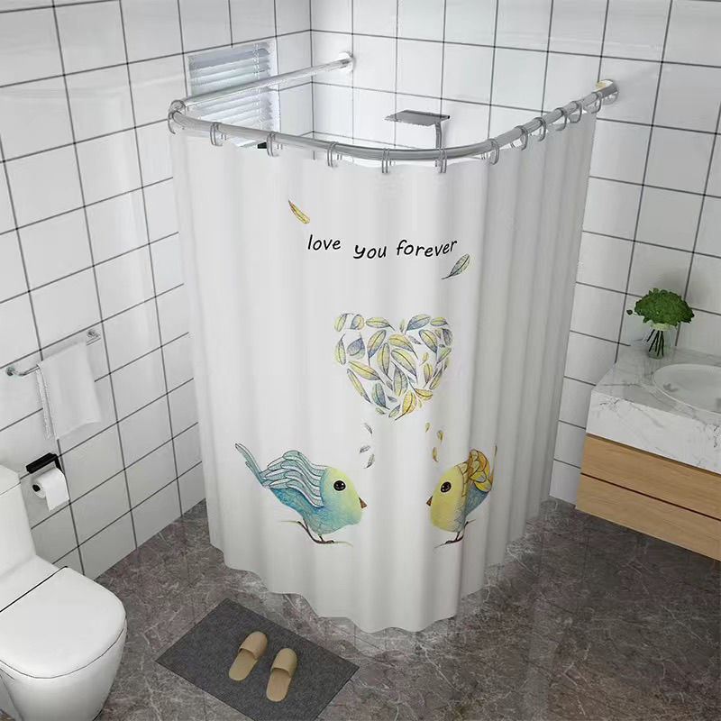 Fúrás nélküli U-alakú zuhanyfüggöny, poliészter, vízálló és szigetelt