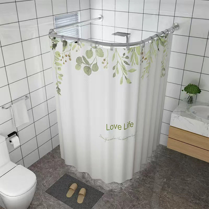 Fúrás nélküli U-alakú zuhanyfüggöny, poliészter, vízálló és szigetelt