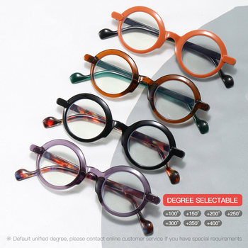 Olvasószemüveg kékfény elleni védelemmel, kerek keret, teljes keret, lencsék Pcs, retro irodalmi retro stílus