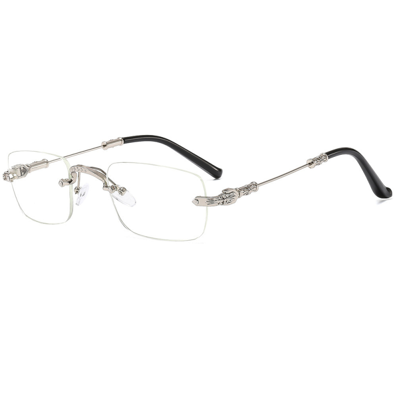 Fém keret nélküli olvasószemüveg fotokromos és anti-kék fény lencsékkel, ultrakönnyű