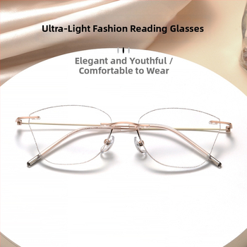 Időseknek készült keret nélküli olvasó szemüveg, AC lencsék, anti-kék fény, sugárzás elleni védelem, myopia támogatás