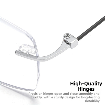 Időseknek készült keret nélküli olvasó szemüveg, AC lencsék, anti-kék fény, sugárzás elleni védelem, myopia támogatás