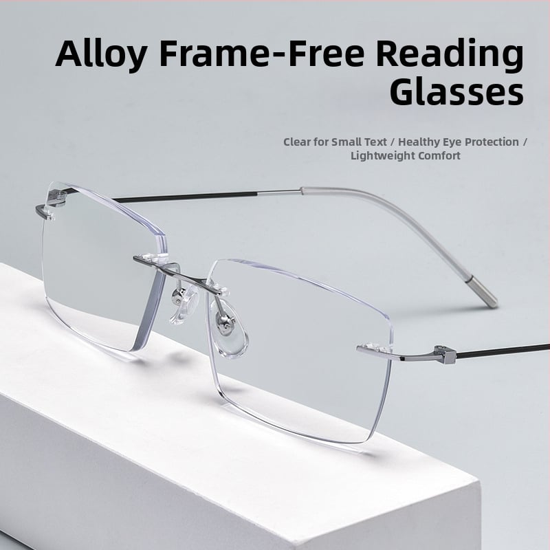 Időseknek készült keret nélküli olvasó szemüveg, AC lencsék, anti-kék fény, sugárzás elleni védelem, myopia támogatás