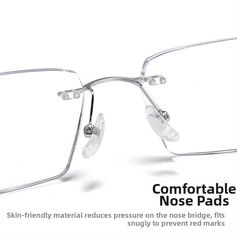 Időseknek készült keret nélküli olvasó szemüveg, AC lencsék, anti-kék fény, sugárzás elleni védelem, myopia támogatás