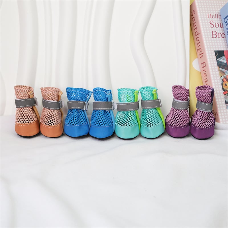 Oldalnyílásos kutya cipő, lélegző háló, csúszásmentes talp, fényvisszaverő csík, modell QY003