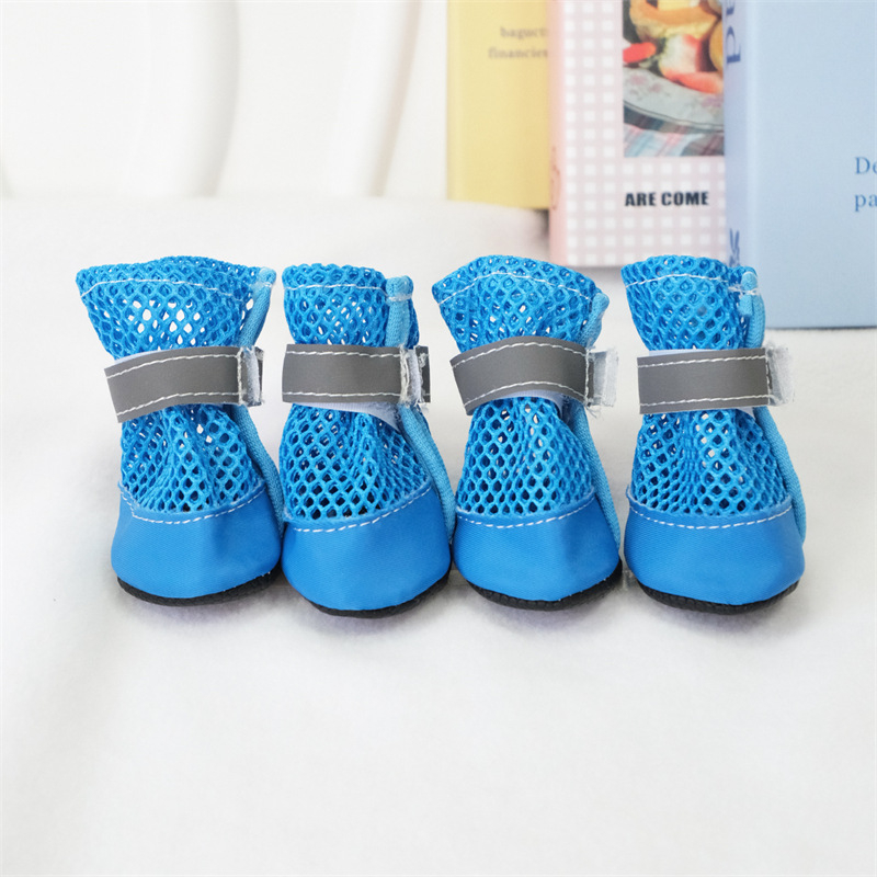 Oldalnyílásos kutya cipő, lélegző háló, csúszásmentes talp, fényvisszaverő csík, modell QY003