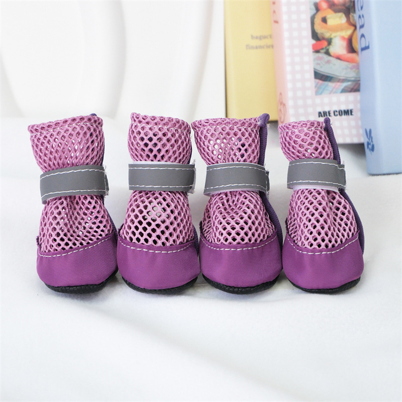 Oldalnyílásos kutya cipő, lélegző háló, csúszásmentes talp, fényvisszaverő csík, modell QY003