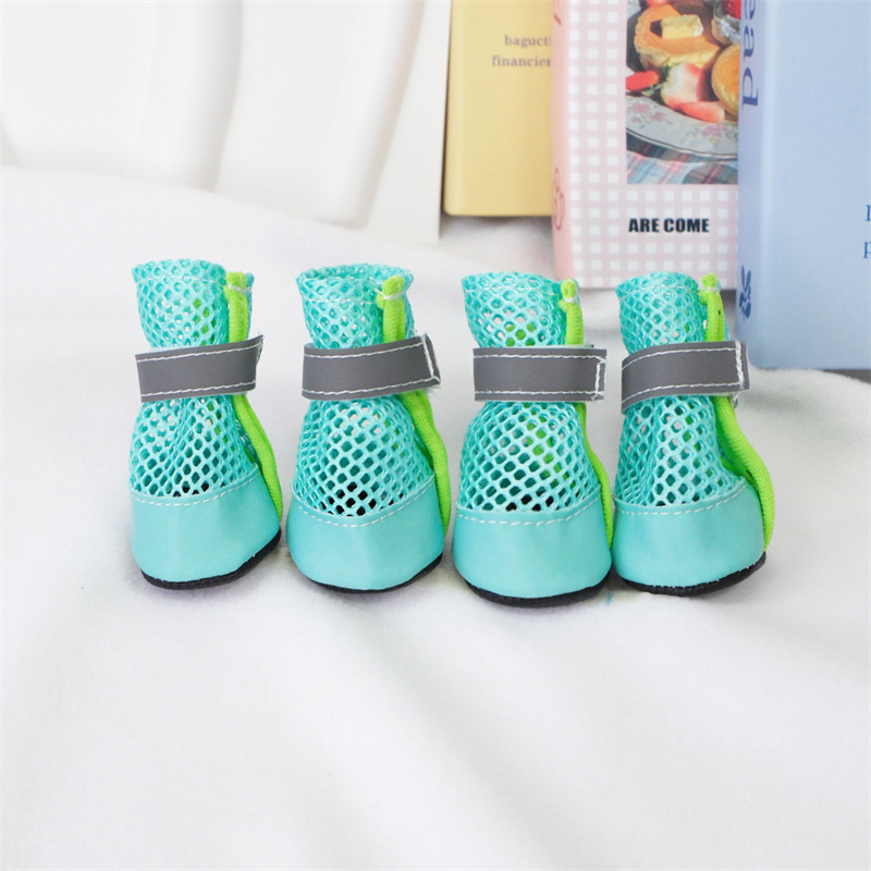 Oldalnyílásos kutya cipő, lélegző háló, csúszásmentes talp, fényvisszaverő csík, modell QY003