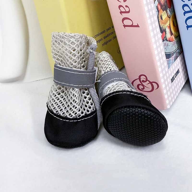 Oldalnyílásos kutya cipő, lélegző háló, csúszásmentes talp, fényvisszaverő csík, modell QY003