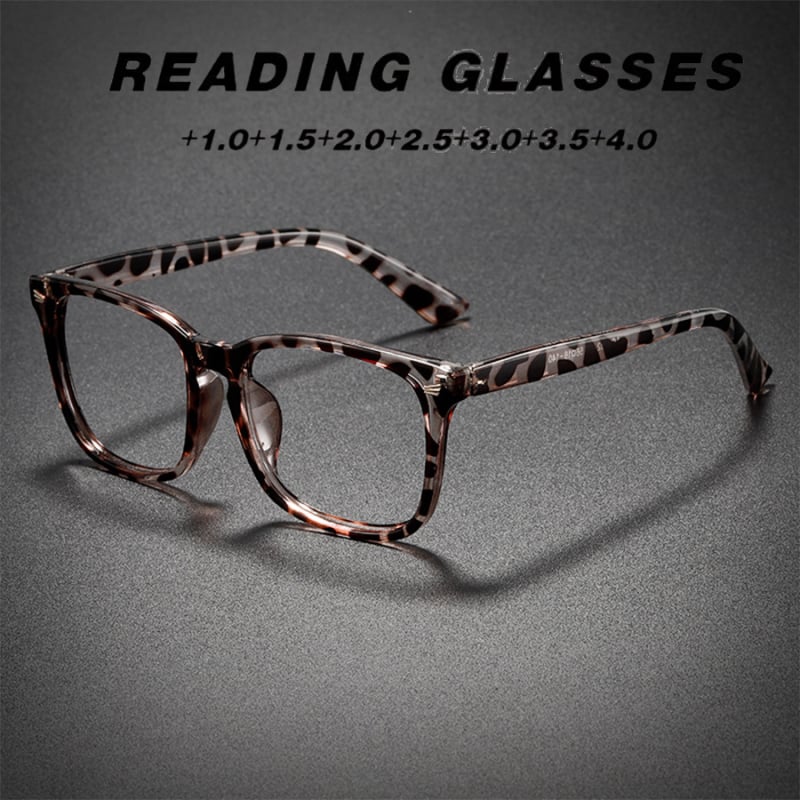 Olvasó szemüveg kocka kerettel, akril lencsék, teljes keret, PC keretanyag, rövidlátás kompatibilis