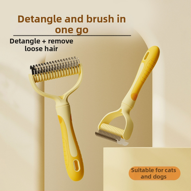 Macska- és kutya csomóoldó fésű, kampó alakú, ABS műanyagból, eltávolítja a laza szőrt