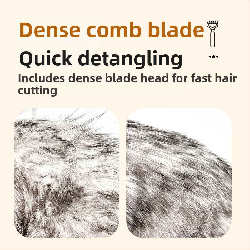 Macska- és kutya csomóoldó fésű, kampó alakú, ABS műanyagból, eltávolítja a laza szőrt