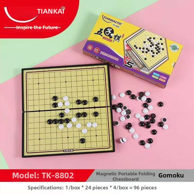 Mágneses Gomoku szett - hordozható oktatási puzzle, PVC anyag, 7-14 éveseknek