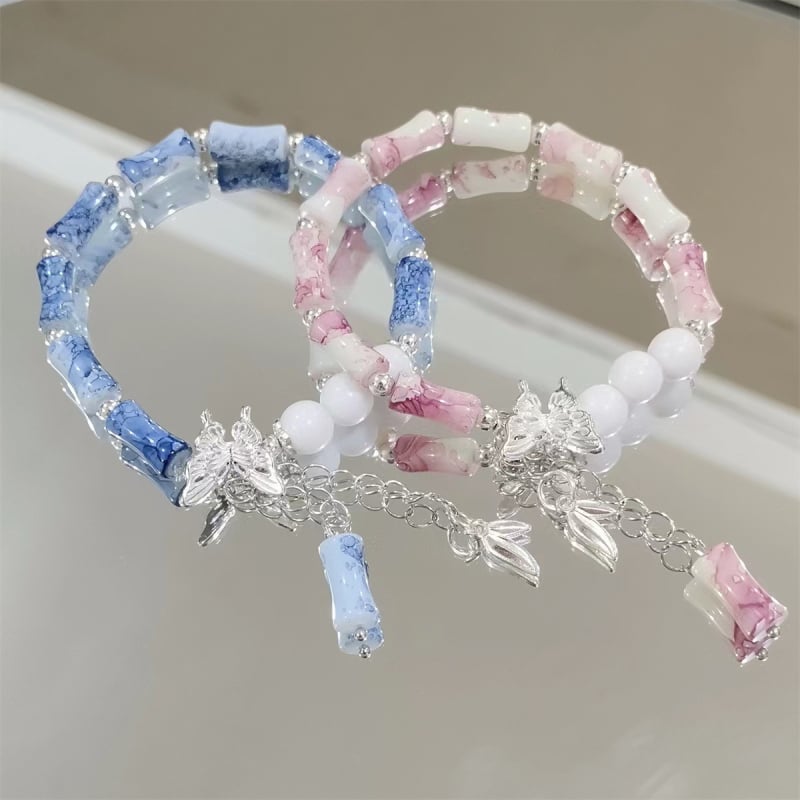 Kézzel készített üveggyöngy karkötő pillangó- és zodiákmotívumokkal, uniszex, természetes stílus, utazási ajándék, nyár 2024