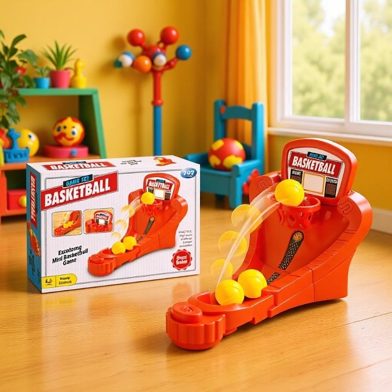 Interaktív asztali kosárlabda játék ujj-aktivált dobásokkal – műanyagból, beltéri használatra, 15–35 éveseknek