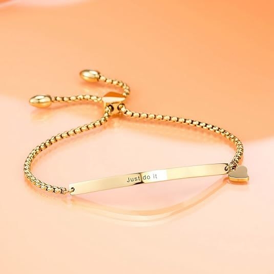 Uniszex karkötő titánacélból, szív alakú állítható csattal, box lánccal, gravírozott felirattal