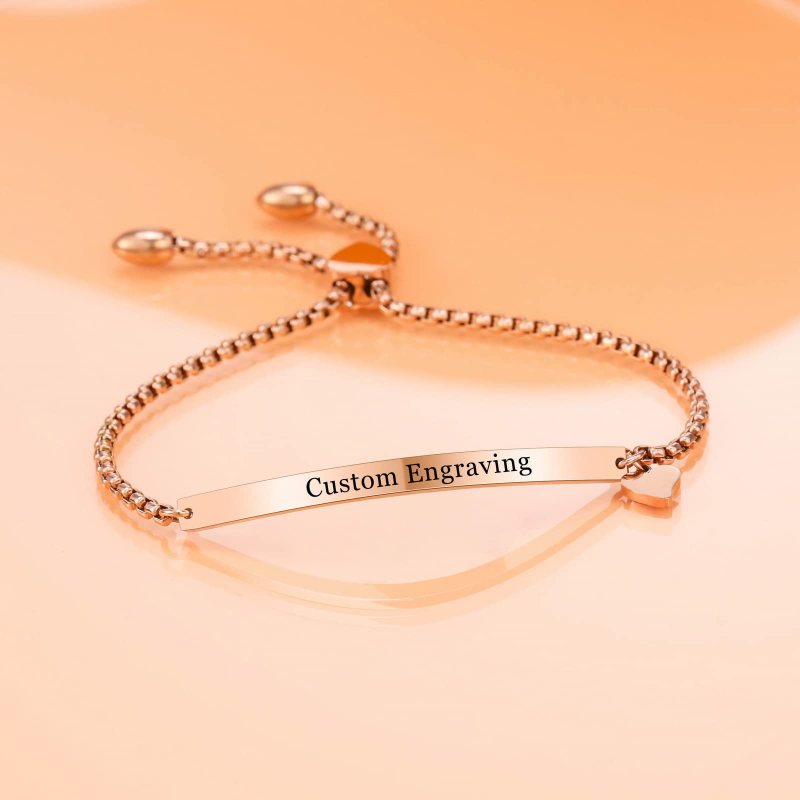 Uniszex karkötő titánacélból, szív alakú állítható csattal, box lánccal, gravírozott felirattal