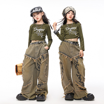 Детски костюм за джаз танци и хип-хоп за момичета, корейска версия, спандекс, полиестер, есен 2025