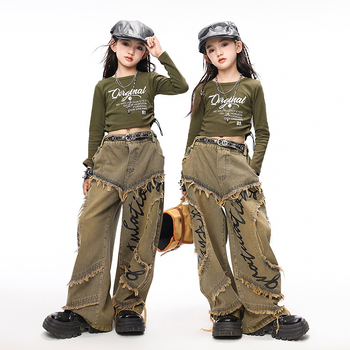 Детски костюм за джаз танци и хип-хоп за момичета, корейска версия, спандекс, полиестер, есен 2025