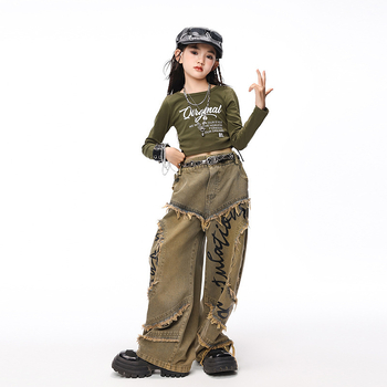 Детски костюм за джаз танци и хип-хоп за момичета, корейска версия, спандекс, полиестер, есен 2025