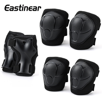 Felnőtt és gyermekek számára készült sportvédő készlet, csukló-, könyök- és térdvédőkkel; EVA hab és PP héj; universális méret; alkalmas görkorcsolyázásra, görkorizásra és skateboardozásra