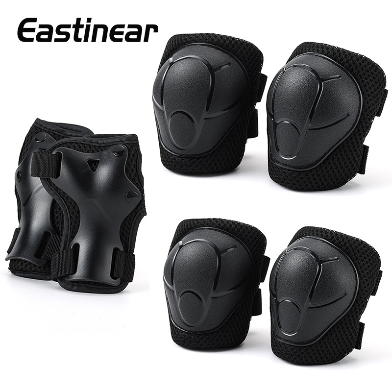 Felnőtt és gyermekek számára készült sportvédő készlet, csukló-, könyök- és térdvédőkkel; EVA hab és PP héj; universális méret; alkalmas görkorcsolyázásra, görkorizásra és skateboardozásra