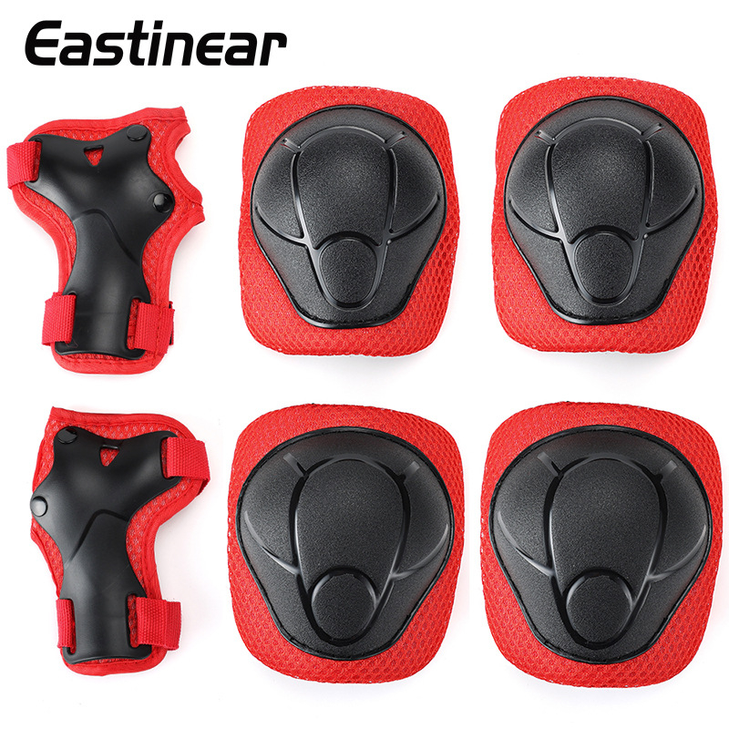 Felnőtt és gyermekek számára készült sportvédő készlet, csukló-, könyök- és térdvédőkkel; EVA hab és PP héj; universális méret; alkalmas görkorcsolyázásra, görkorizásra és skateboardozásra