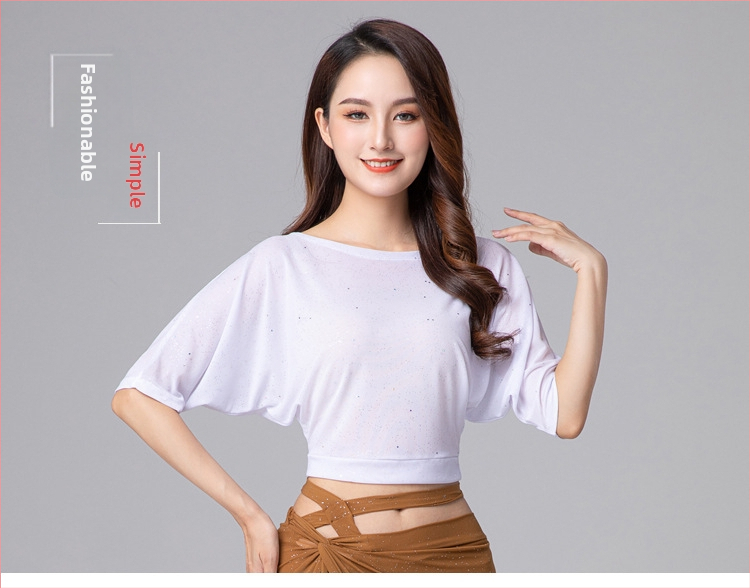 Belly Dance hálós top – Poliészter, Női, félhosszú ujjú, Chong Dance (Márka: Chong Dance; Anyag: Poliészter; Nem: Nő; Ujj hossz: Félhosszú; Szezon: Tavasz 2023)