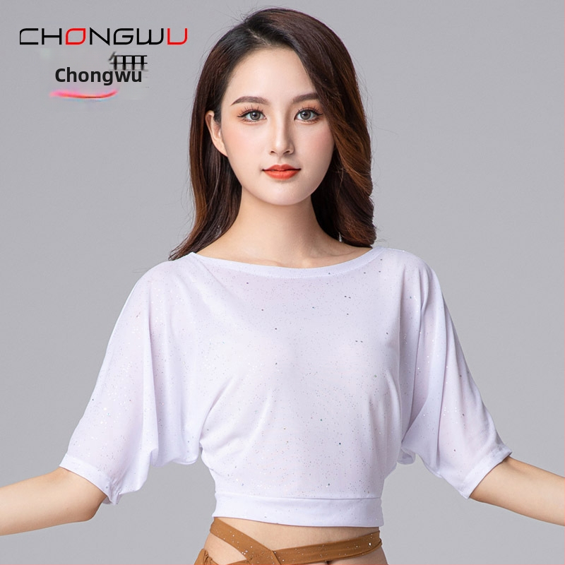 Belly Dance hálós top – Poliészter, Női, félhosszú ujjú, Chong Dance (Márka: Chong Dance; Anyag: Poliészter; Nem: Nő; Ujj hossz: Félhosszú; Szezon: Tavasz 2023)