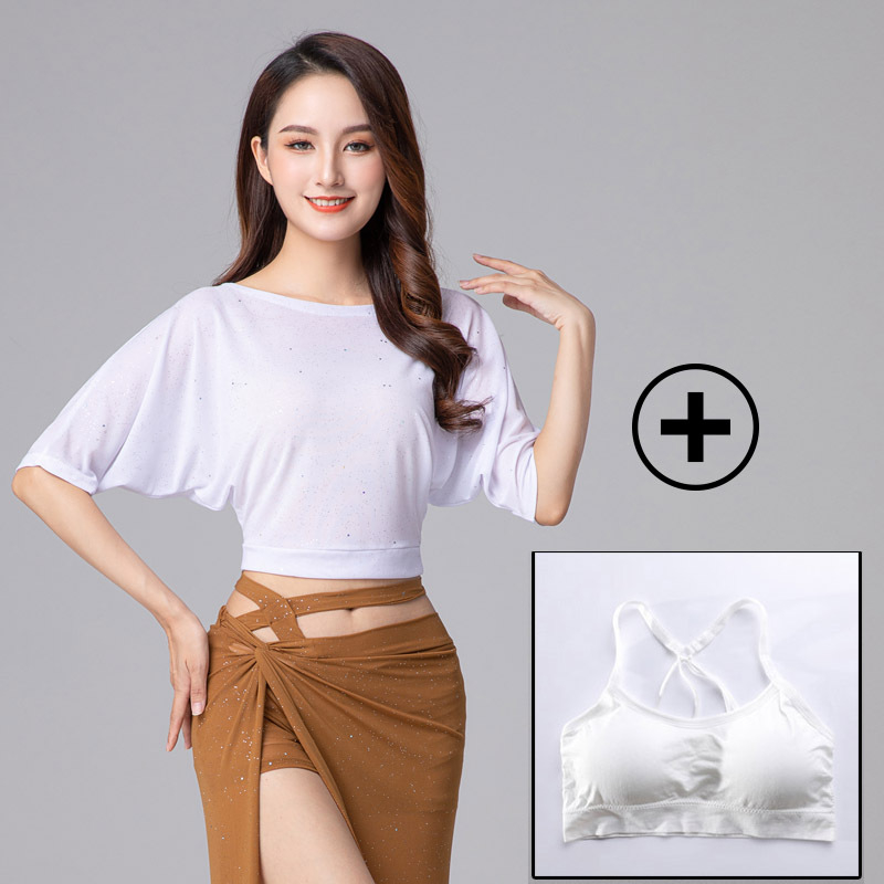 Belly Dance hálós top – Poliészter, Női, félhosszú ujjú, Chong Dance (Márka: Chong Dance; Anyag: Poliészter; Nem: Nő; Ujj hossz: Félhosszú; Szezon: Tavasz 2023)