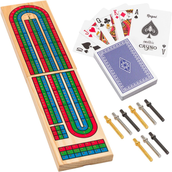 Cribbage táblás társasjáték készlet – fa, pontozó funkcióval, családi összejövetelekhez