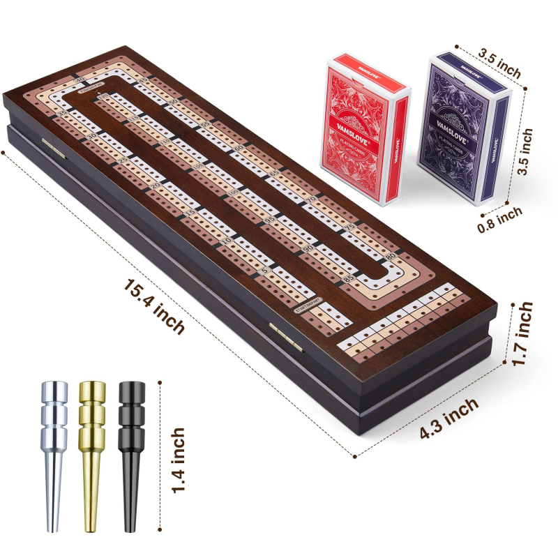 Cribbage táblás társasjáték készlet – fa, pontozó funkcióval, családi összejövetelekhez