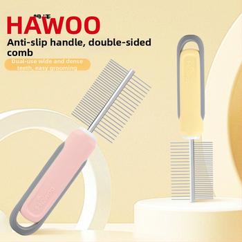 Kétoldalas ápoló fésű háziállatok számára – kutyák és macskák, oldja a csomókat, eltávolítja a kilógó szőrt és bolhákat, acél tűk, ABS/TPR/PP