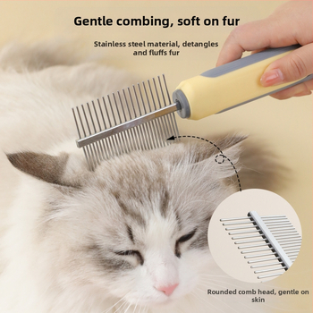 Kétoldalas ápoló fésű háziállatok számára – kutyák és macskák, oldja a csomókat, eltávolítja a kilógó szőrt és bolhákat, acél tűk, ABS/TPR/PP