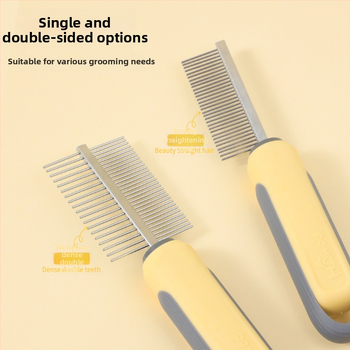 Kétoldalas ápoló fésű háziállatok számára – kutyák és macskák, oldja a csomókat, eltávolítja a kilógó szőrt és bolhákat, acél tűk, ABS/TPR/PP