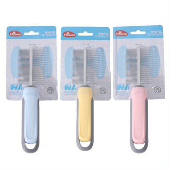 Kétoldalas ápoló fésű háziállatok számára – kutyák és macskák, oldja a csomókat, eltávolítja a kilógó szőrt és bolhákat, acél tűk, ABS/TPR/PP