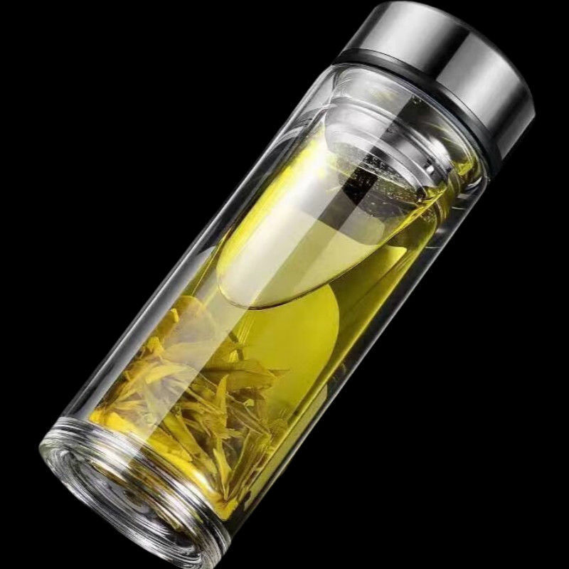 Ceașcă de ceai din sticlă borosilicată, cu pai, rezistentă la căderi, cu un singur strat, portabil