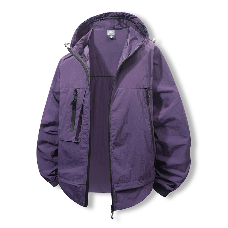 Cămașă cu glugă UV UPF50+, uscare rapidă, pentru exterior, cu fermoar și buzunare laterale