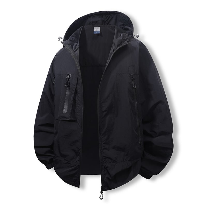 Cămașă cu glugă UV UPF50+, uscare rapidă, pentru exterior, cu fermoar și buzunare laterale