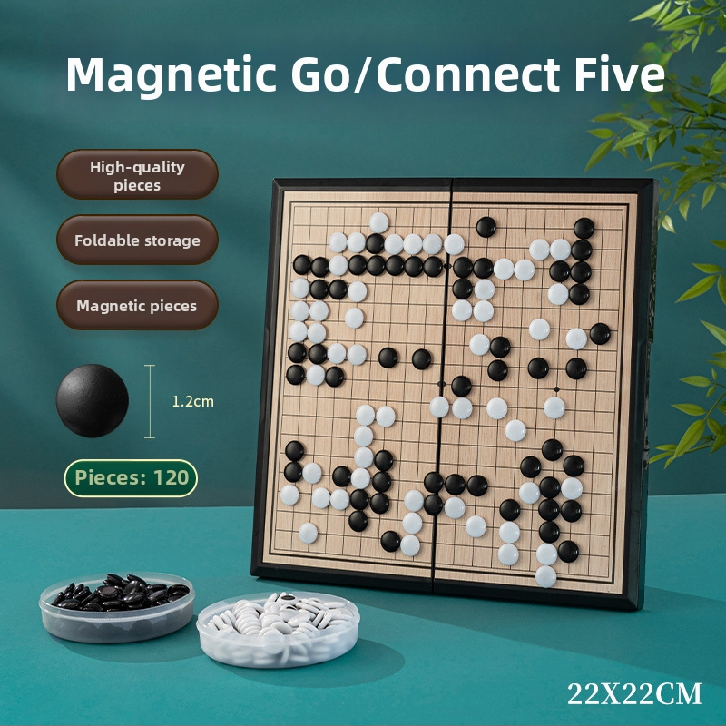 Magnetski Go i Gomoku skup za djecu — prijenosna standardna šahovska ploča s magnetskim figuricama