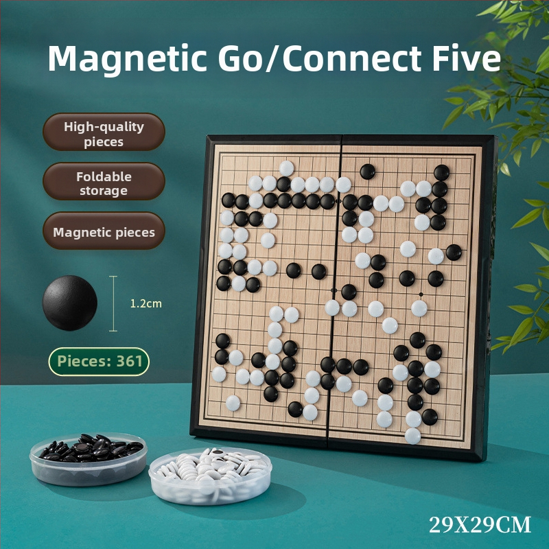 Magnetski Go i Gomoku skup za djecu — prijenosna standardna šahovska ploča s magnetskim figuricama